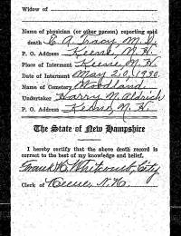 Burial Registration of Harry B Muchmore